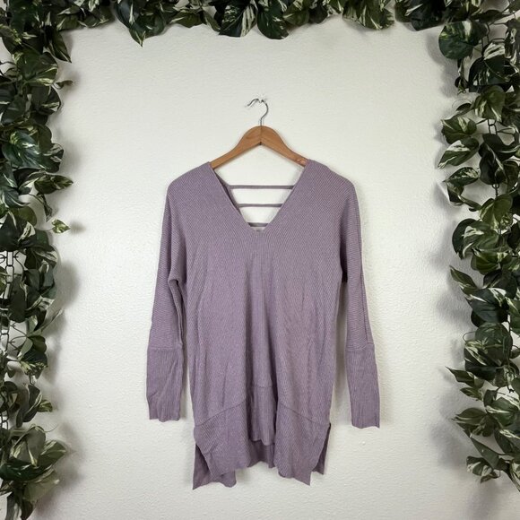 Daytrip Ribbed Knit Ladder Back V-Neck Sweater Purple Mauve Women’s size M - Picture 1 of 10